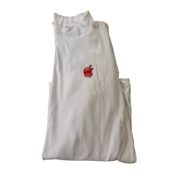 Vintage Apple Logo Mock Neck Long Sleeve Shirt – White – Size 2XL (Made in USA) - Picture 7 of 7